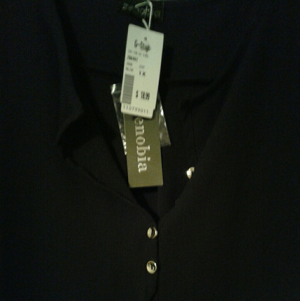 Black dress top gold buttons nwt